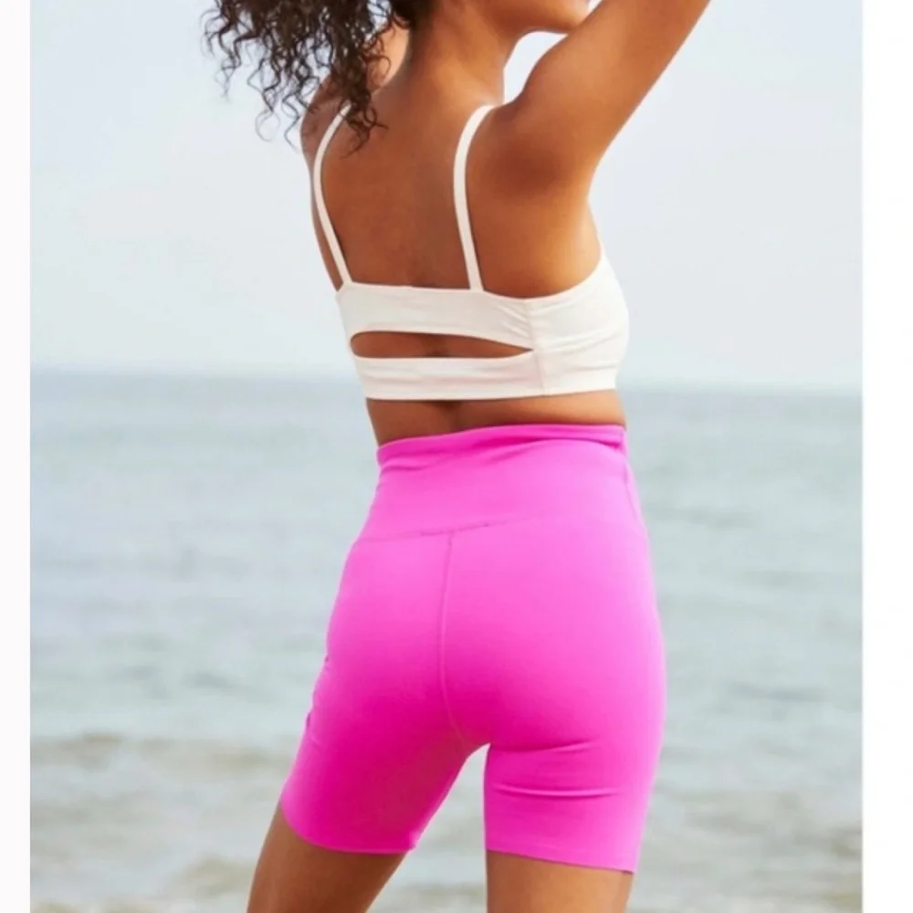 FREE PEOPLE MOVEMENT PINK CROSS WAIST BLAZE IT BIKE SHORTS